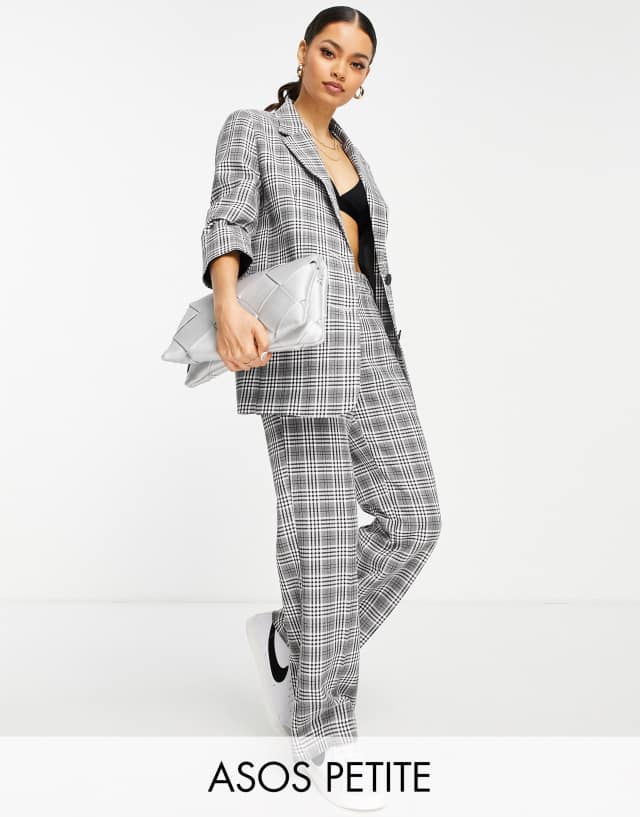 ASOS DESIGN Petite Mix & Match suit blazer in gray check