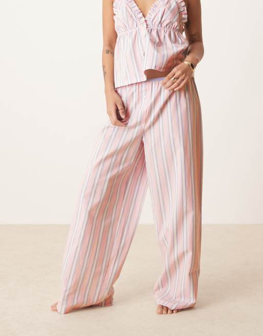 ASOS DESIGN Petite mix & match woven trouser in pink & blue stripe