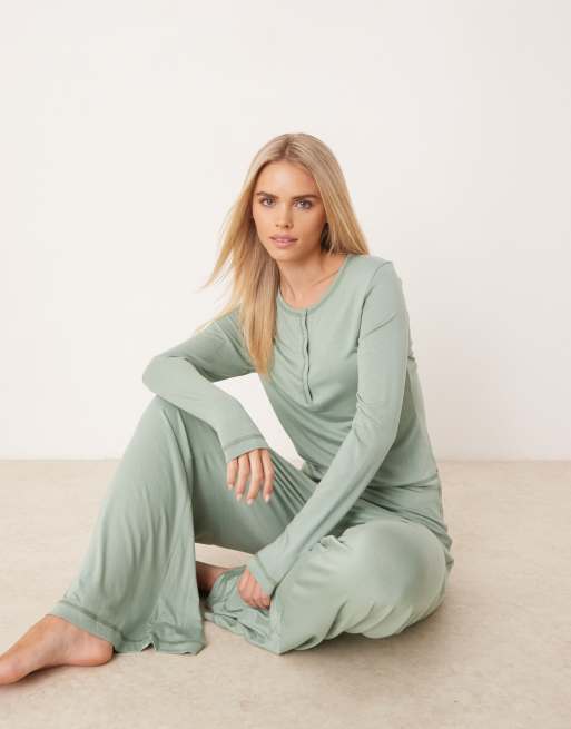ASOS DESIGN Petite - Mix og match - Grønne superbløde pyjamasbukser