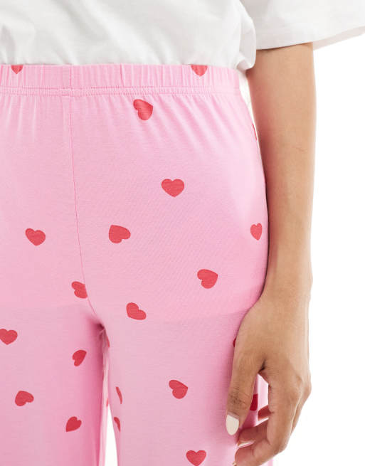 ASOS DESIGN Petite - Mix og match - Superbløde pyjamasbukser med hjerteprint i lyserød, 4 af 5