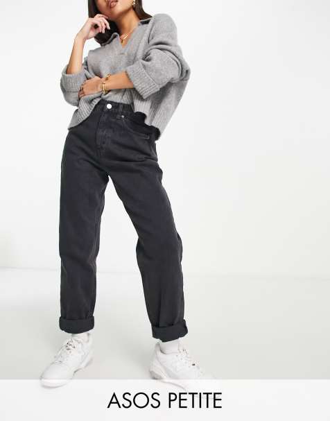 ASOS DESIGN Petite - Mom jeans extra larghi nero slavato - view 1