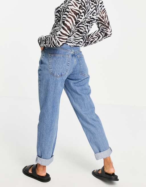 ASOS DESIGN Petite - Mom jeans vita alta larghi lavaggio medio, 2 di 4