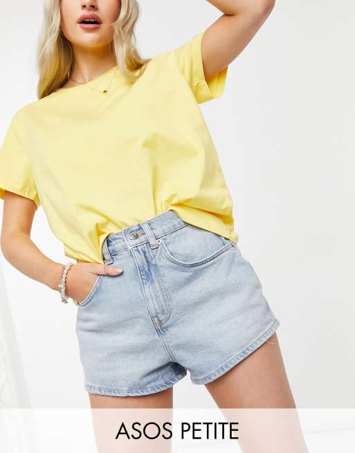 Faoswalim Design Petite Mom Jeansshorts Mom Jeansshorts Im Stil Der 80er Jahre Mit Hohem Bund Und Heller Waschung Faoswalim