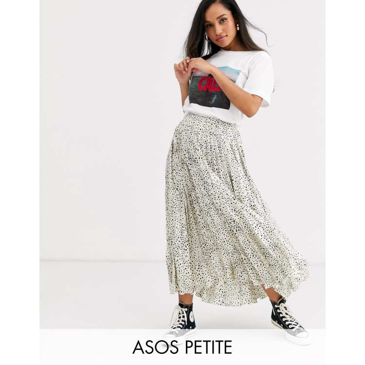 Topshop petite pleated midi hotsell skirt in mono print