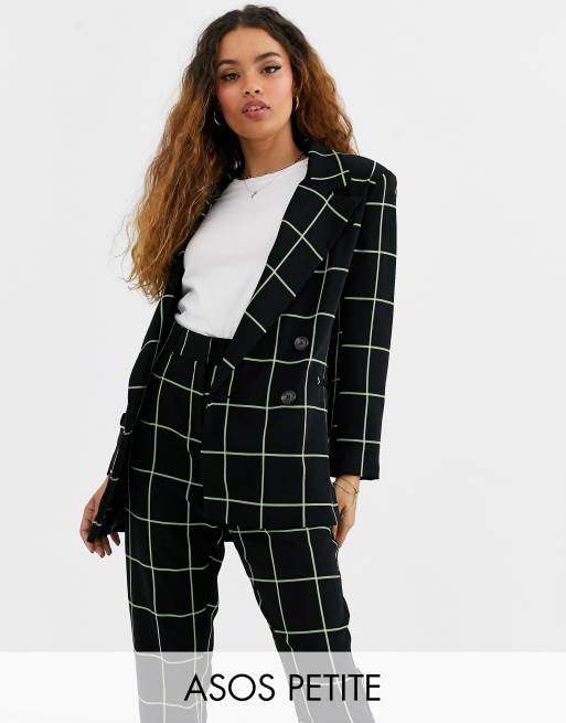 ASOS DESIGN petite neon grid check suit blazer | ASOS