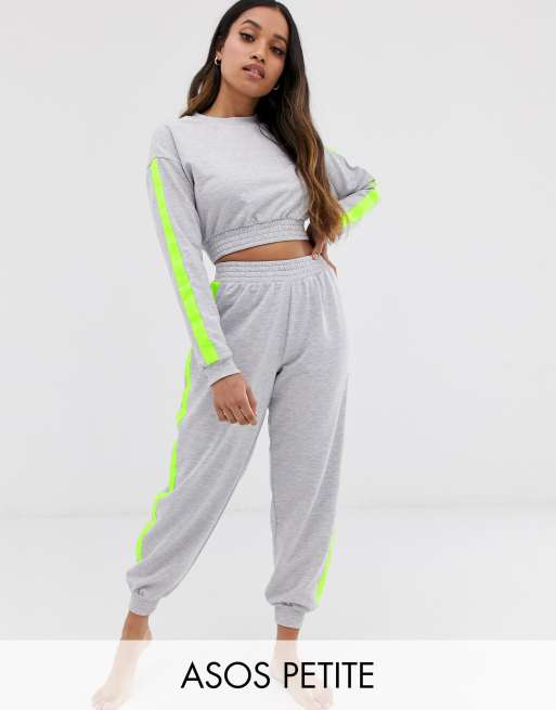 Petite White Cropped Sweat And Sweatpant Set