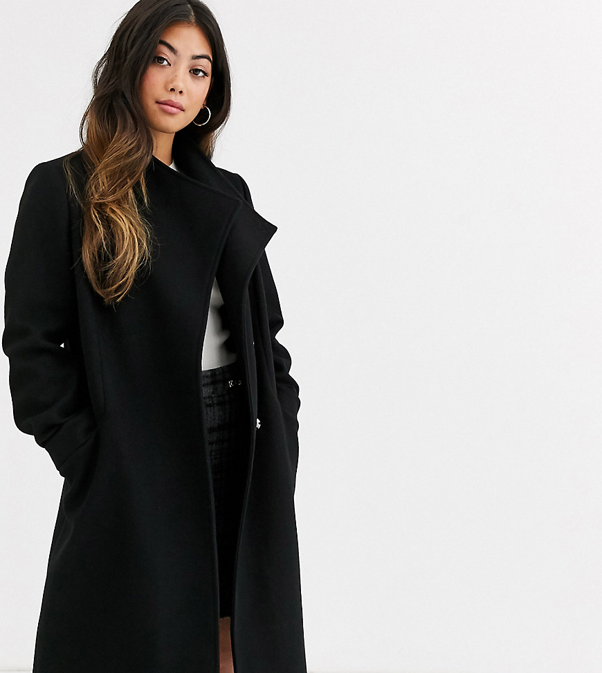 ASOS DESIGN Petite - Nette jas met overslag vooraan in zwart