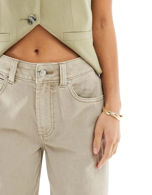ASOS DESIGN Petite – Neutrala dad jeans med vida ben, 5 av 5