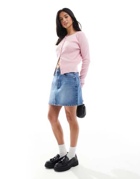 ASOS DESIGN Petite – Niebieska spódnica mini z podwyższonym stanem - view 1