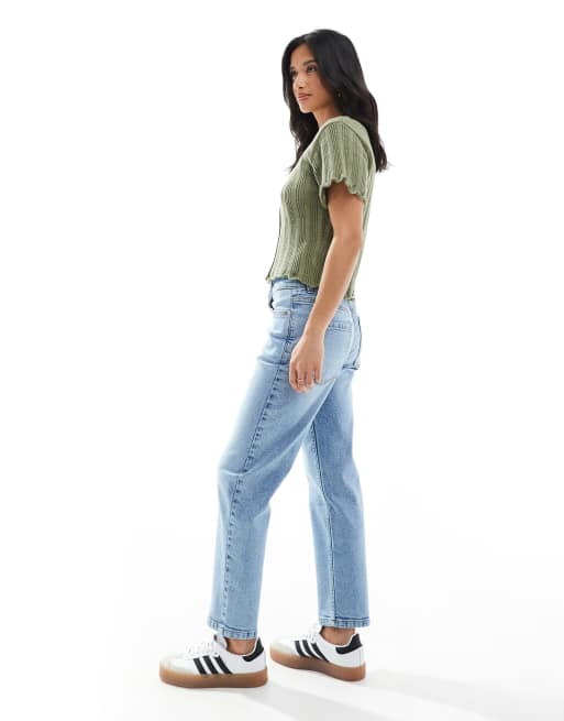 ASOS DESIGN Petite – Niebieskie, dopasowane jeansy mom fit, 2 z 5