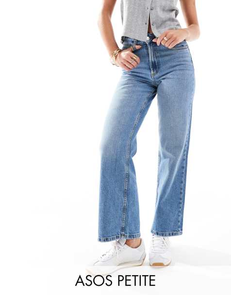 ASOS DESIGN Petite – Niebieskie elastyczne jeansy z prostymi nogawkami - view 1