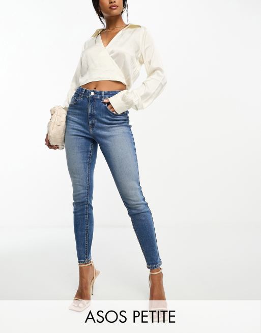 ASOS DESIGN Petite – Niebieskie obcisłe jeansy