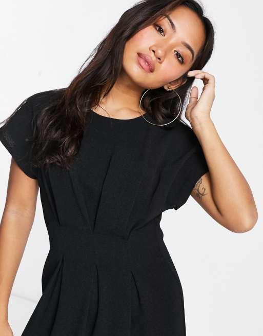 ASOS DESIGN Petite nipped-in waist mini dress in black