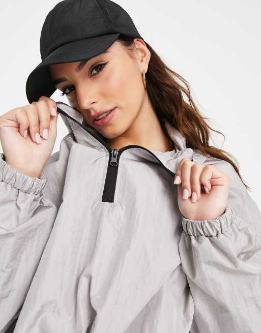 Nylon Cropped Windbreaker Jacket