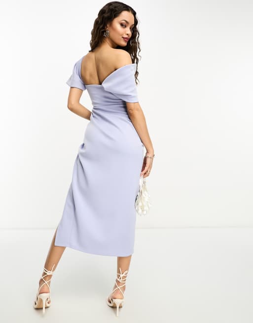 Off the shoulder on sale wrap midi dress topshop