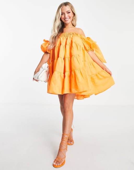 Orange 2025 babydoll dress