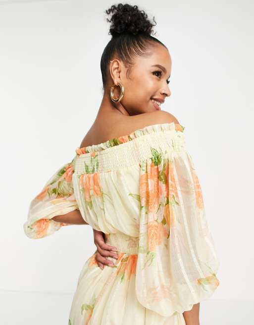 Asos floral off the shoulder clearance dress