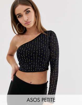 asos black one shoulder top