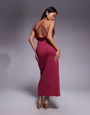 Asos Petite Asos Design Petite One-shoulder Exaggerated Twist Midi Dress In Multi