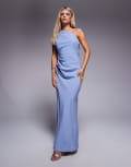 [ASOS Petite] ASOS DESIGN Petite one-shoulder midi dress with back trim detail in powder blue 6 Powder blue
