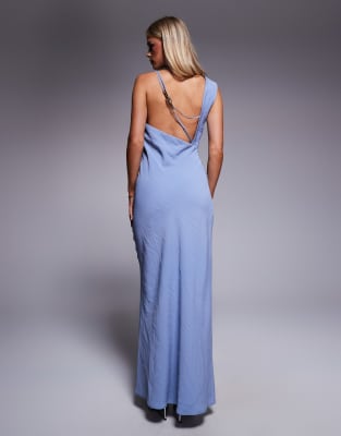 Asos Petite Asos Design Petite One Shoulder Midi Dress With Back Trim Detail