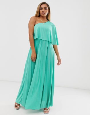 asos design one shoulder pleated crop top maxi dress