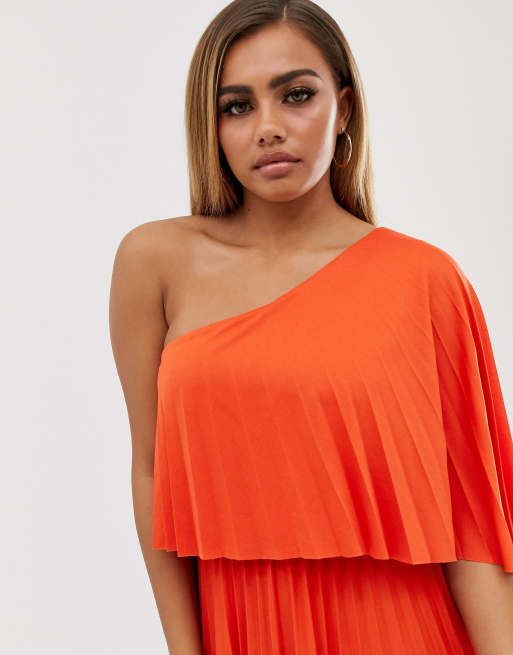 Asos design one shoulder pleated crop top maxi clearance dress