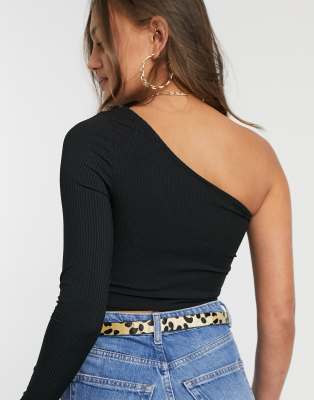 black one shoulder top