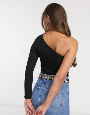 asos black one shoulder top