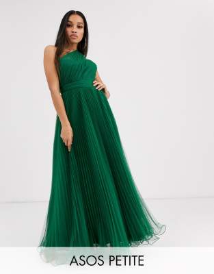 asos one shoulder tulle dress green