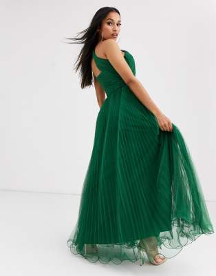 asos green one shoulder dress