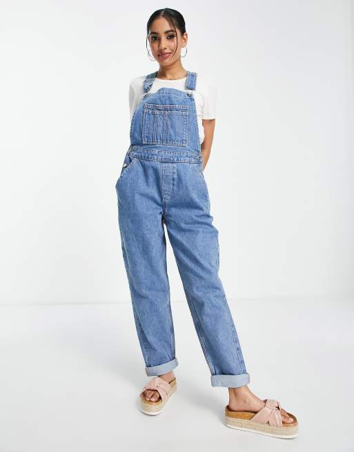 ASOS DESIGN denim overall in stonewash blue  Rompers womens jumpsuit,  Overalls outfit, Denim overalls