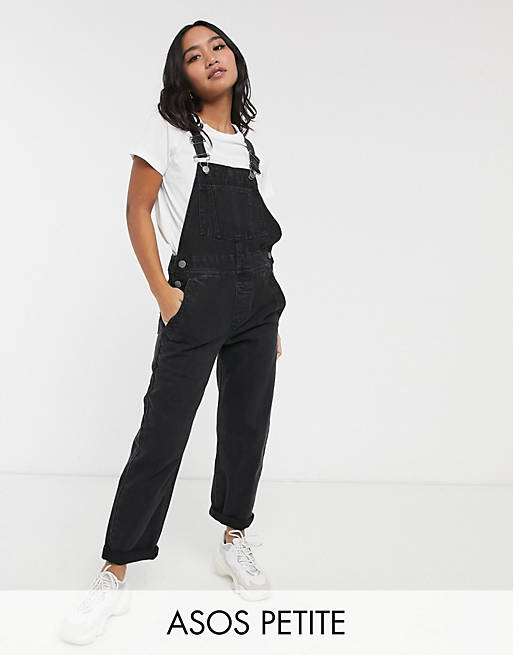 ASOS DESIGN Petite' original' denim overalls in washed black