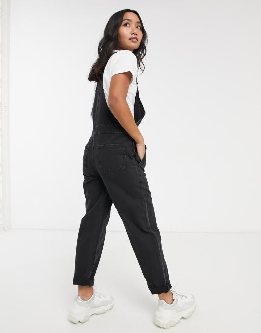 ASOS DESIGN Petite - 'Original' denim tuinbroek in zwart met wassing, 2 van 4