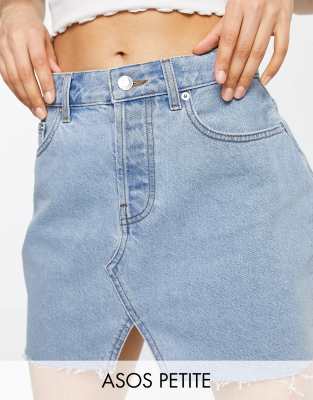 ASOS DESIGN Petite - Original - Mini-Jeansrock in mittlerer Waschung-Blau