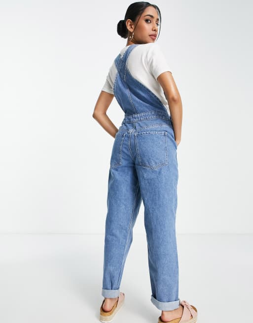 ASOS DESIGN Petite - Original - Salopette di jeans lavaggio medio, 4 di 4