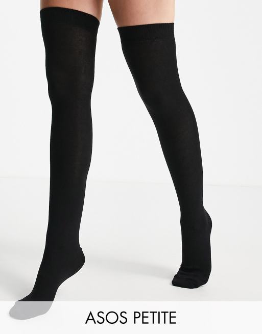 ASOS DESIGN Petite - Over-de-knie-kousen in zwart