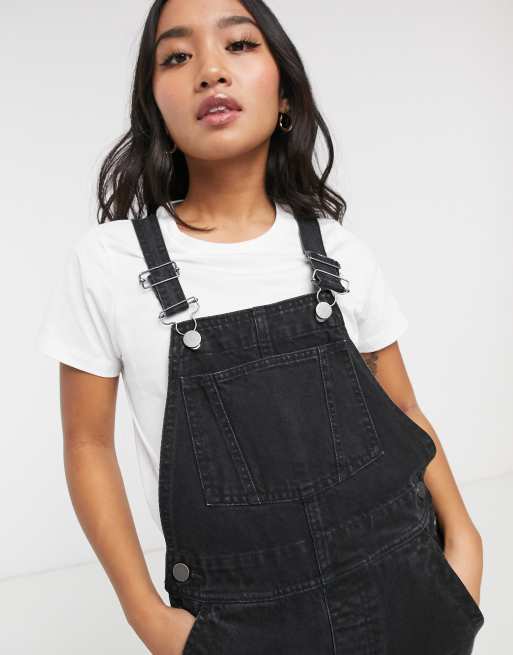 ASOS DESIGN Petite - Overalls i vasket sort denim i original pasform, 3 af 4