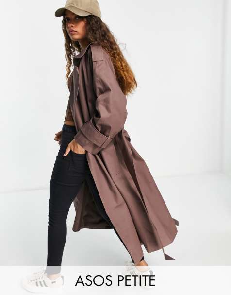 ASOS DESIGN Petite – Oversize-Trenchcoat in Dunkelbraun - view 1