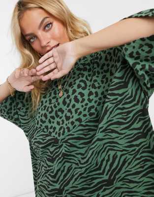 khaki animal print shirt dress