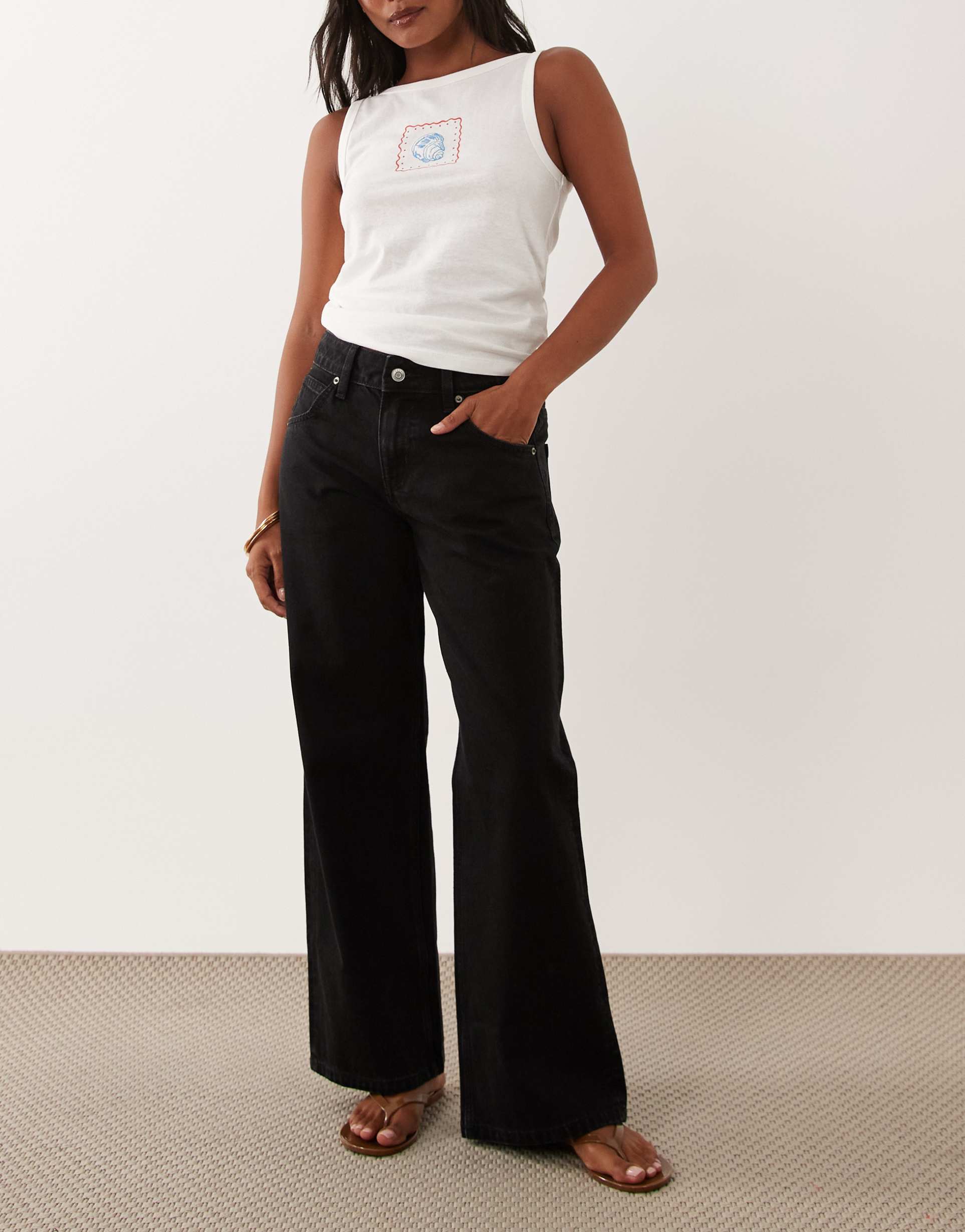 asos design petite oversized baggy boyfriend jeans in black