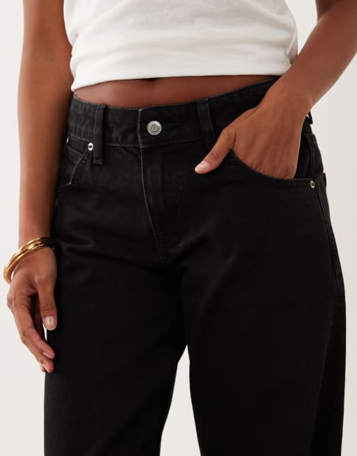 ASOS DESIGN Petite - Oversized baggy boyfriend jeans in zwart, 5 van 5