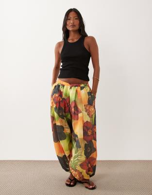 ASOS DESIGN Petite oversized balloon trousers co-ord in tropical print