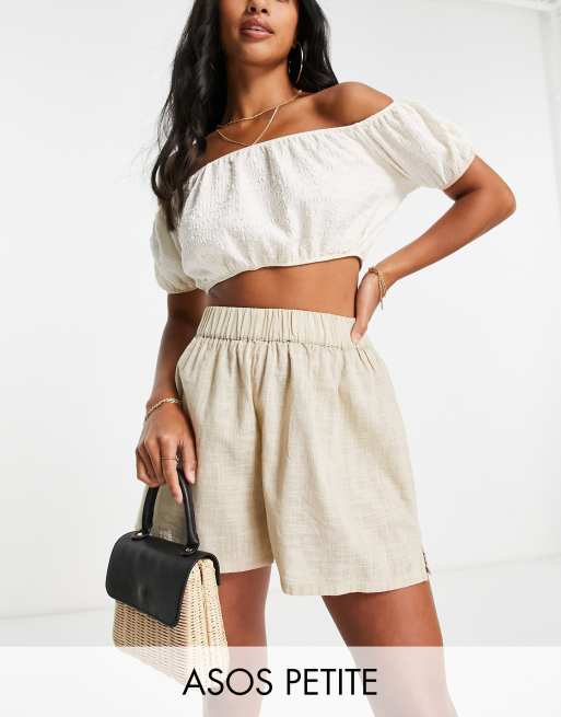 ASOS DESIGN Petite oversized beach shorts in natural