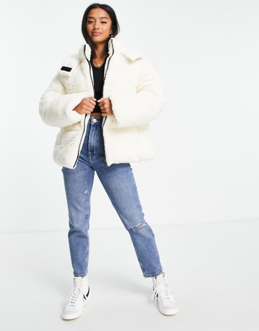 Petite White Oversized Puffer Jacket