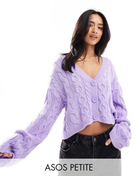 ASOS DESIGN knitted cloud cardigan in lilac - ShopStyle