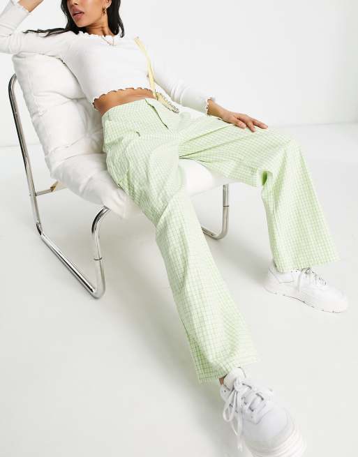 ASOS DESIGN Petite oversized cargo pants in bright green check