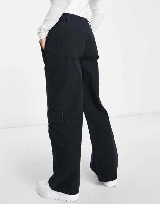 ASOS DESIGN Petite oversized cargo pants with multi pocket in black, 3 of 4