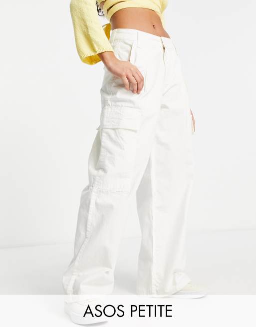 ASOS DESIGN Petite - Oversized cargobukser i råhvid