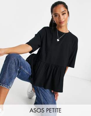 ASOS DESIGN Petite oversized casual smock top in black - ASOS Price Checker